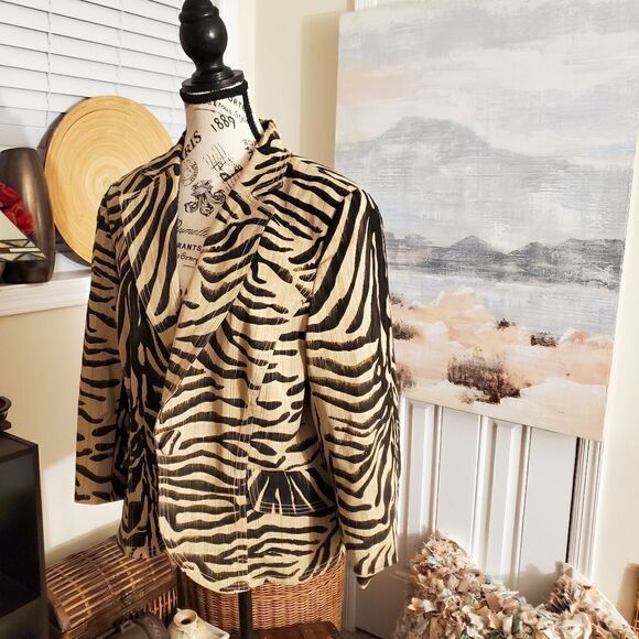 Vintage Josephine Chaus Zebra Print Blazer Sz 12 - Picture 5 of 14